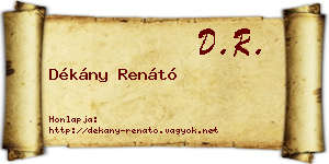 Dékány Renátó névjegykártya